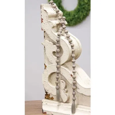 Breebe Distressed Wooden Bead Garland With Tassels
