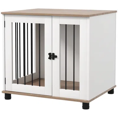 Breebe Dog Kennel Furniture Side End Table With Lockable Door In White