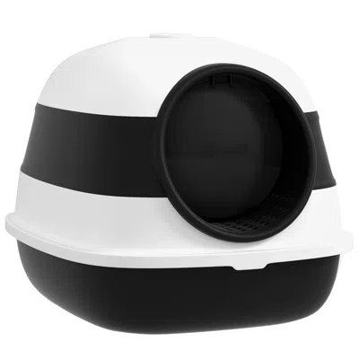 Breebe Dome Covered Cat Litter Box With Lid In Black