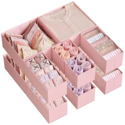 Breebe Drawer Organizer, Dresser Drawer Organizers, Set Of 12, Foldable Fabric Storage Bins For Socks, Unde In Pink