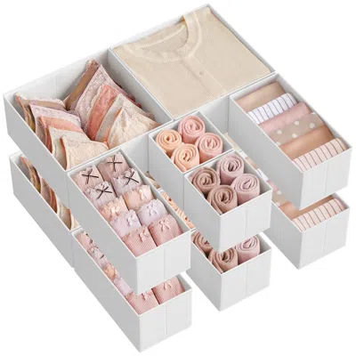 Breebe Drawer Organizer,dresser Drawer Organizers, Set Of 12, Foldable Fabric Storage Bins For Socks, Under In White