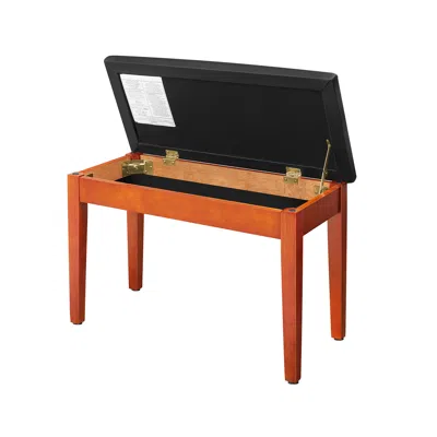Breebe Duet Piano Bench With Padded Cushion And Storage Compartment In Brown