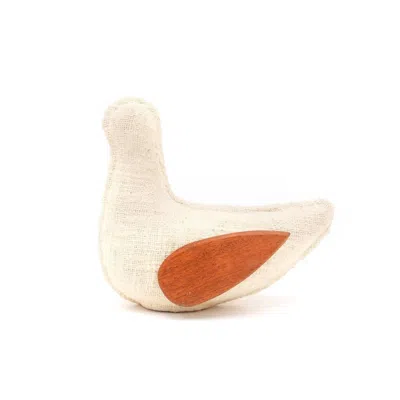 Breebe Ecomix Dove Figurine With Fabric Wood Wings Handcrafted Decor 9 X 4.5 X 7.8in In Orange