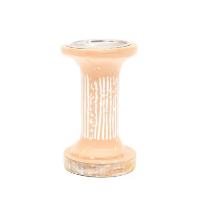 Breebe Ecomix Pillar Tall Candle Holder Sustainable Candle Stand 4 X 4 X 10in In Pink