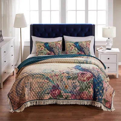 Breebe Eden Peacock Quilt Set 3-piece Full/queen In Multi