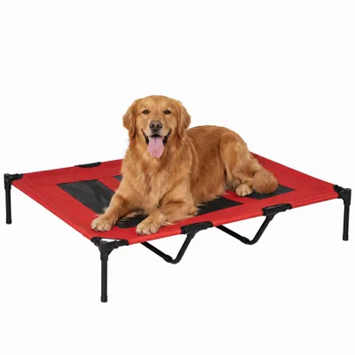 Breebe Elevated Dog Bed With Breathable Mesh And Metal Frame In Red