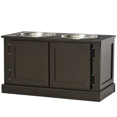 Breebe Elevated Dog Bowls With Storage And Two Stainless Steel Bowls For Large Dogs In Multi