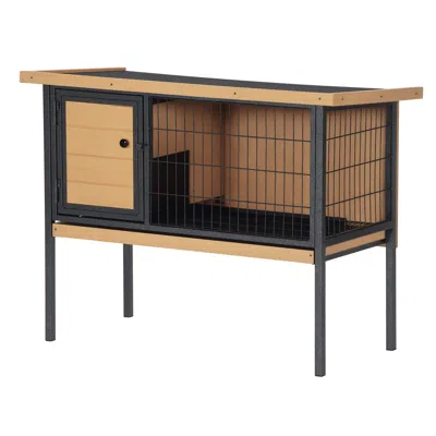 Breebe Elevated Rabbit Hutch With Metal Frame, Waterproof Roof & Tray In Black