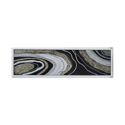 Breebe Elongated Landscape Framed Oil Painting With Silver Stone Accents In Multi