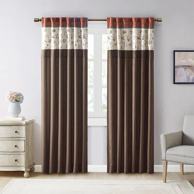 Breebe Embroidered Curtain Panel In Brown