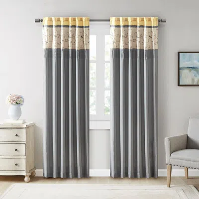 Breebe Embroidered Curtain Panel In Gray