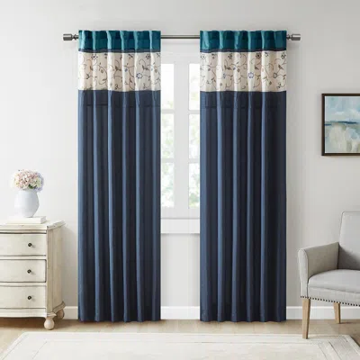 Breebe Embroidered Curtain Panel(only 1 Pc Panel) In Blue