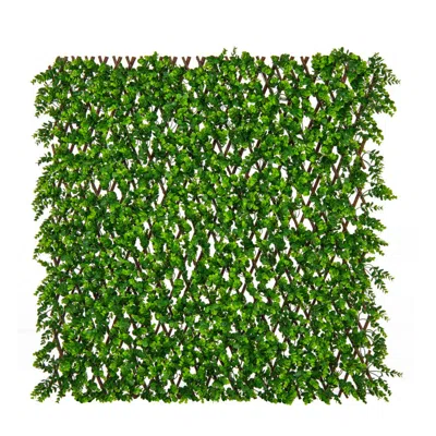 Breebe Expandable Fence Privacy Screen With Sun-protective Artificial Hedge For Balcony Patio In Green