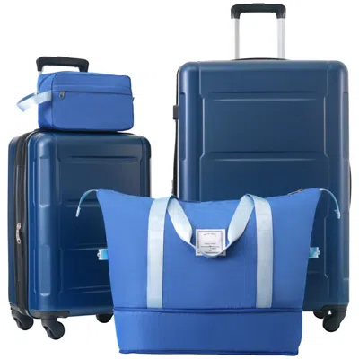 Breebe Expandable Spinner Wheels 2 Piece Luggage Set With Tsa Lock, Blue, Abs Material, 20inch+28inch