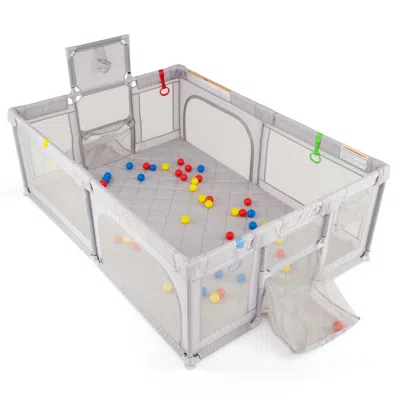 Breebe Extra Large Playpen With Basketball Hoop For Babies And Toddlers In White