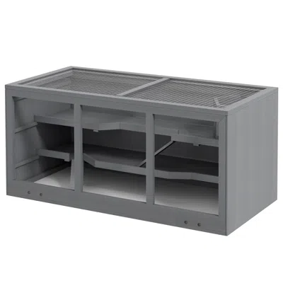 Breebe Extra Large Wooden Hamster Cage With Openable Roof And Ramps In Gray