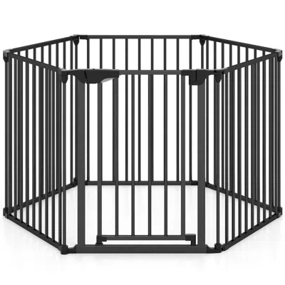 Breebe Extra Wide Baby Gate Fits 34.5-154" Openings 6-panel Adjustable Pet Safety Fence In Black