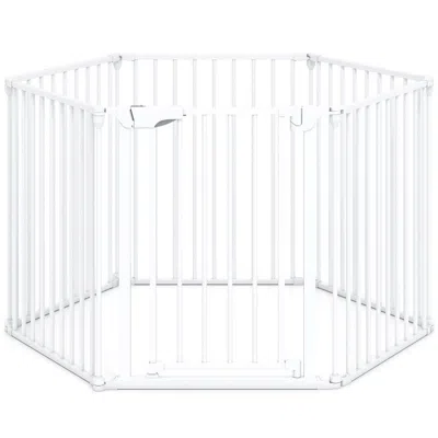 Breebe Extra Wide Baby Gate Fits 34.5-154" Openings 6-panel Adjustable Pet Safety Fence In White