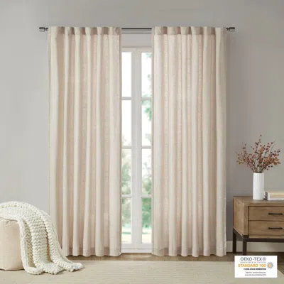 Breebe Faux Linen Rod Pocket And Back Tab Fleece Lined Curtain Panel(only 1 Pc Panel) In Neutral