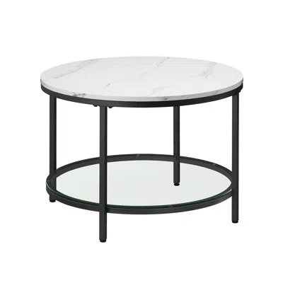 Breebe Faux Marble Round Coffee Table Marble White And Ink Black