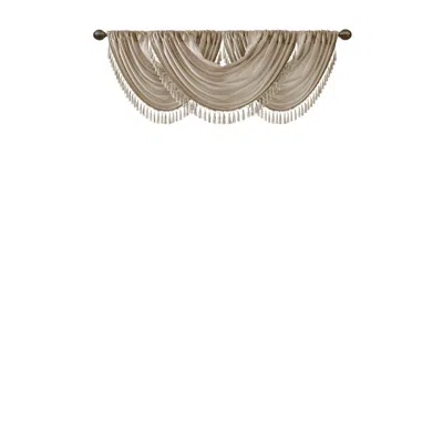 Breebe Faux Silk Waterfall Embellished Valance Champagne 38x46' In Brown