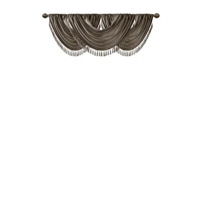 Breebe Faux Silk Waterfall Embellished Valance Pewter 38x46' In Black