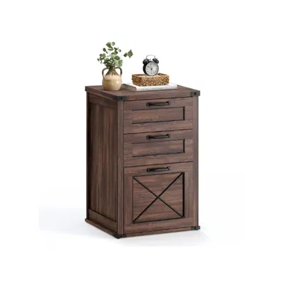 Breebe File Cabinet With 3 Drawers, Fit A4 In Brown
