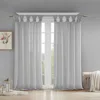 Breebe Floral Embellished Cuff Tab Top Solid Curtain Panel(only 1 Pc Panel) In Gray