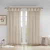 Breebe Floral Embellished Cuff Tab Top Solid Curtain Panel(only 1 Pc Panel) In Neutral