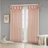 Breebe Floral Embellished Cuff Tab Top Solid Curtain Panel(only 1 Pc Panel) In Pink