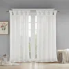 Breebe Floral Embellished Cuff Tab Top Solid Curtain Panel(only 1 Pc Panel) In White