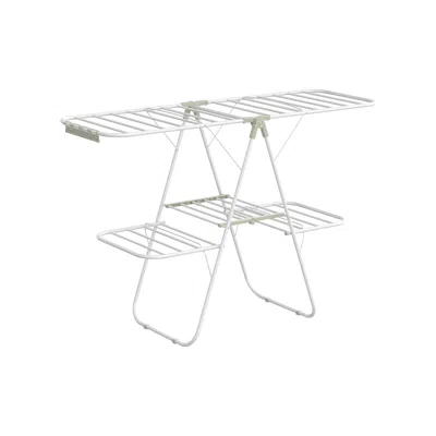 Breebe Foldable 2-level Laundry Drying Rack White And Green In Blue
