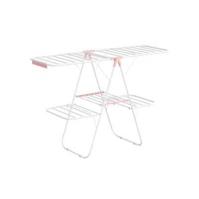 Breebe Foldable 2-level Laundry Drying Rack White And Pink