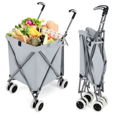 Breebe Folding Shopping Utility Cart With Water-resistant Removable Canvas Bag In Blue