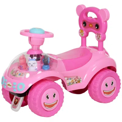 Breebe Foot To Floor Toddler Push Car With Horn Lights Music And Underseat Storage In Pink