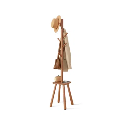 Breebe Free Standing Coat Stand With 8 Hooks And Storage Shelf In Brown