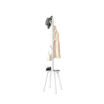 Breebe Free Standing Coat Stand With 8 Hooks And Storage Shelf In White