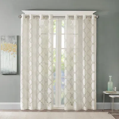 BREEBE FRETWORK BURNOUT SHEER CURTAIN PANEL
