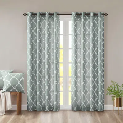 BREEBE FRETWORK PRINT GROMMET TOP WINDOW CURTAIN PANEL(ONLY 1 PC PANEL)