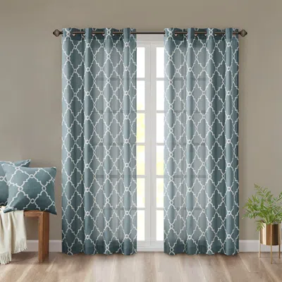 BREEBE FRETWORK PRINT GROMMET TOP WINDOW CURTAIN PANEL(ONLY 1 PC PANEL)