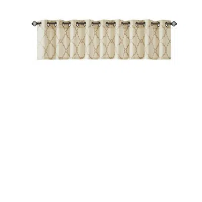 Breebe Fretwork Print Grommet Top Window Valance Beige/gold 50x18' In Neutral
