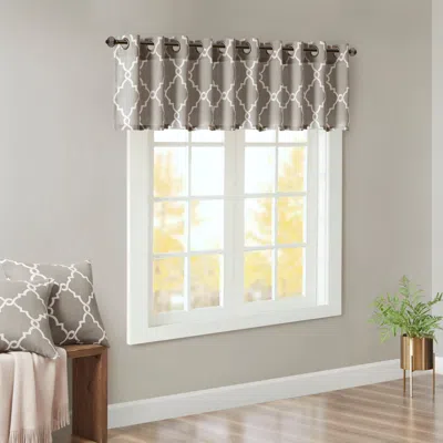 Breebe Fretwork Print Grommet Top Window Valance Grey/white 50x18' In Multi