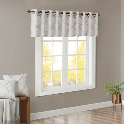 Breebe Fretwork Print Grommet Top Window Valance Ivory/grey 50x18' In White
