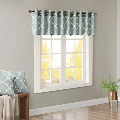 Breebe Fretwork Print Grommet Top Window Valance Seafoam/white 50x18' In Multi