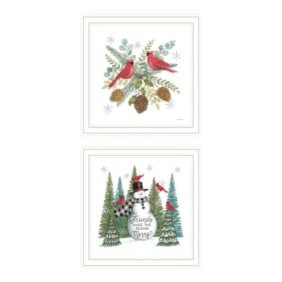Breebe Friends Make The Season Merry 2-piece White Framed Wall Art By Deb Strain