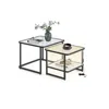 Breebe Frosted Glass Coffee Table With Led Lights Set Of 2 In Black
