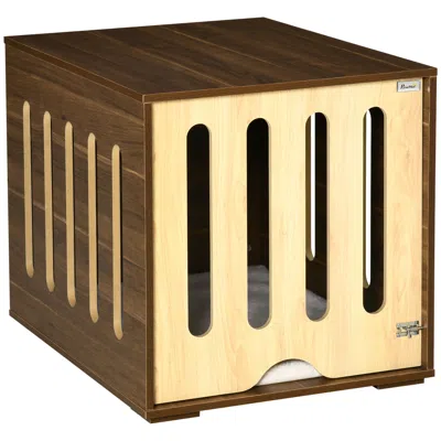 Breebe Furniture Style Dog Crate End Table With Foam Cushion In Multi
