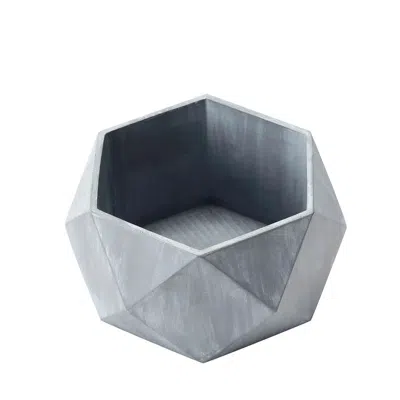 Breebe Geometric Planter Mini Cement Design Gray Finish - Concrete Succulent Flower Pot 7"