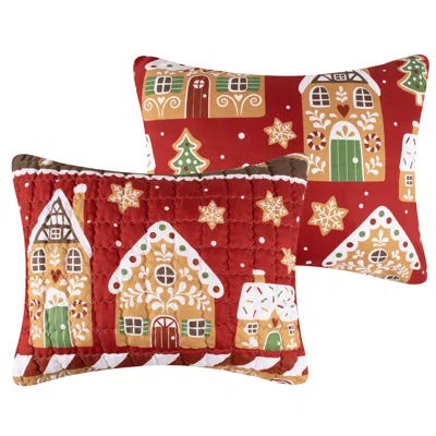 Breebe Gingerbread Lane Sham King In Red