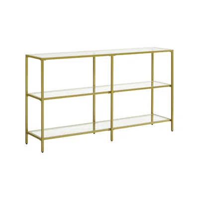 Breebe Gold Color 3-tier Glass Console Sofa Table